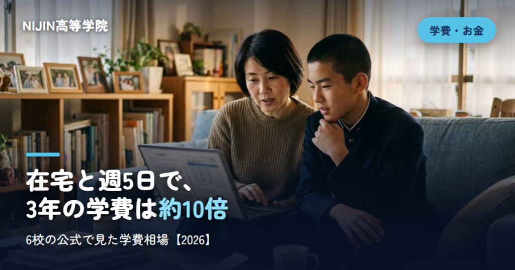 在宅と週5日で、 3年の学費は約10倍