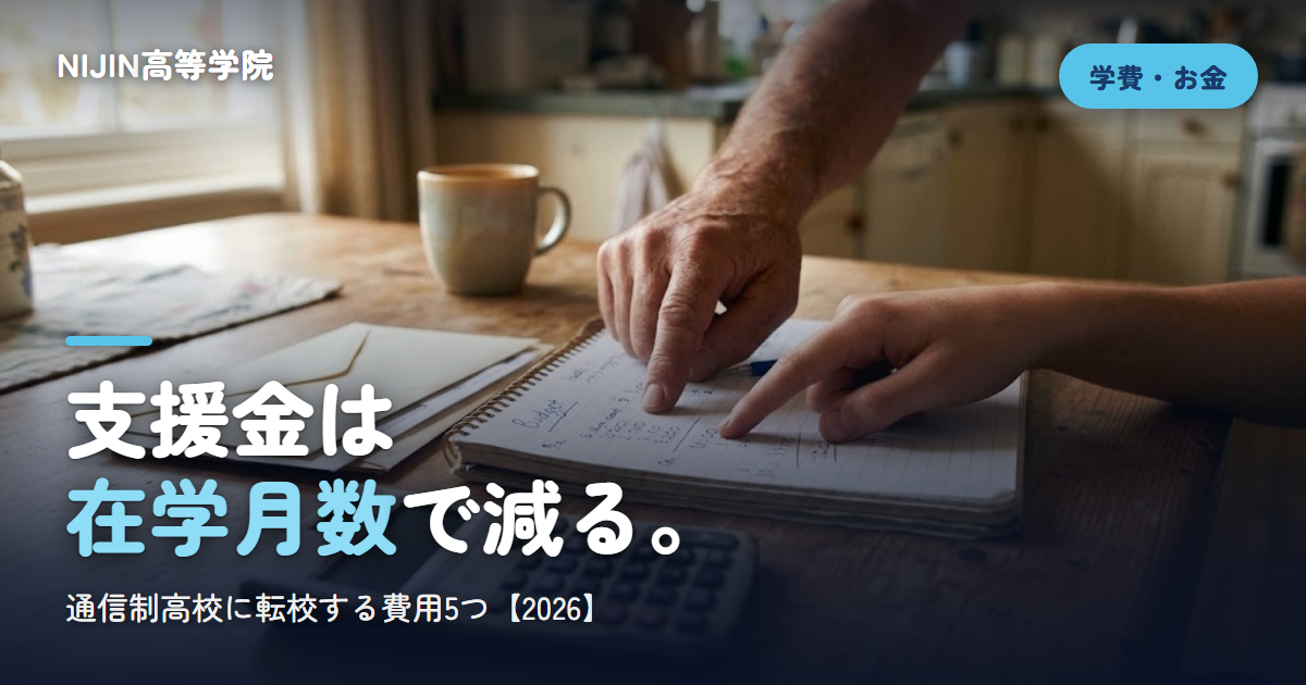 支援金は 在学月数で減る。